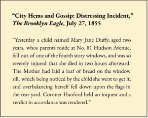 “City Hems and Gossip: Distressing Incident,” The Brooklyn Eagle, July 27, 1855